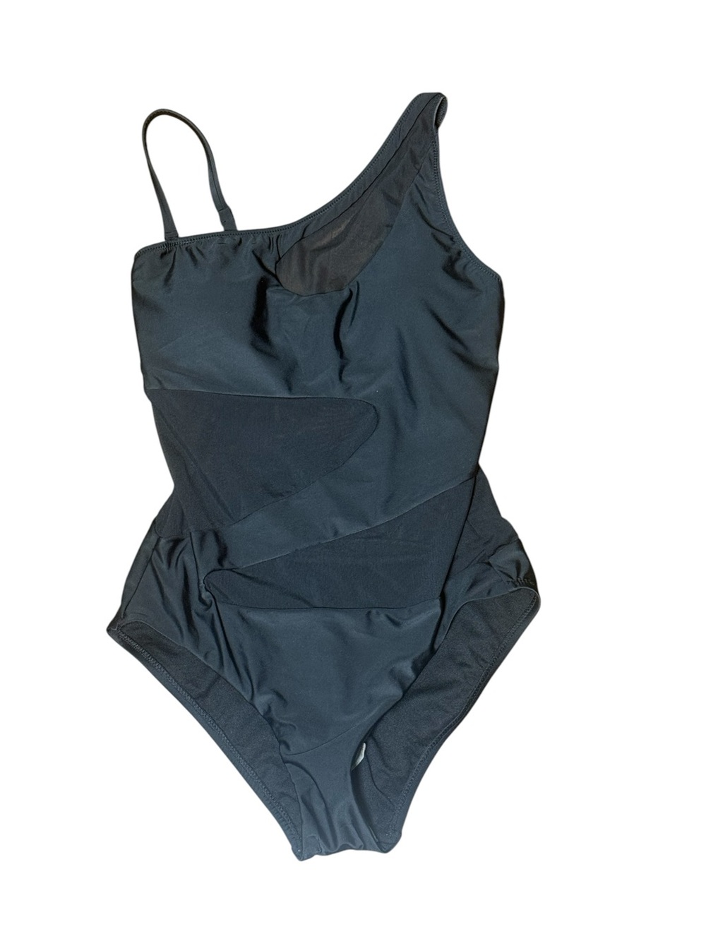 Bar III Black Mesh Cutout One Shoulder Swimsuit NWT Size Small